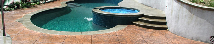Stamped concrete pool deck